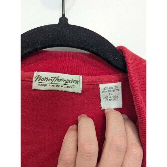 Norm Thompson Velour Polo Sweater Mens Extra Large Red 80s - Picture 7 of 10